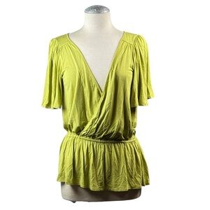 Ice Green Flutter Sleeve‎ Wrap Blouse